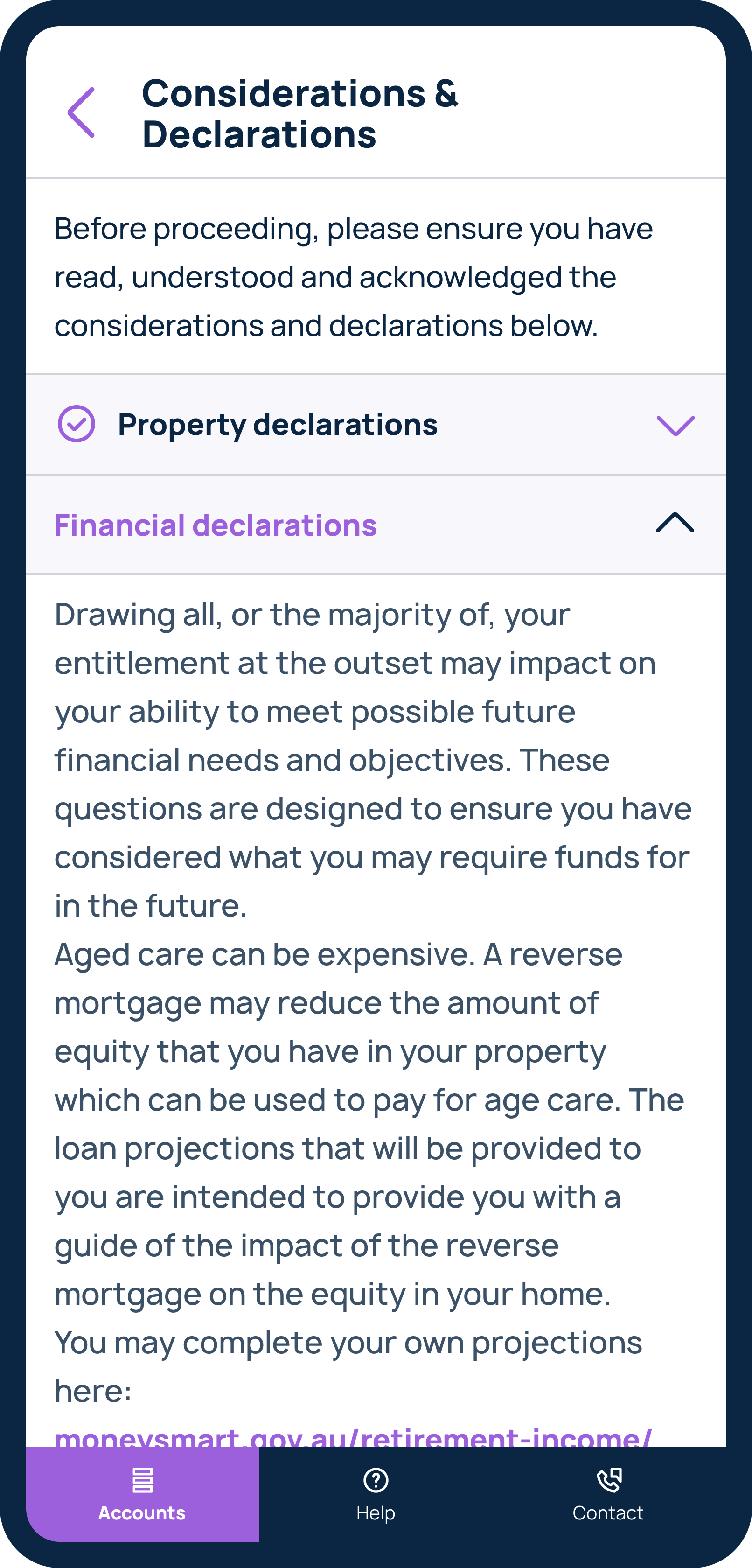 Apply for cash reserve
