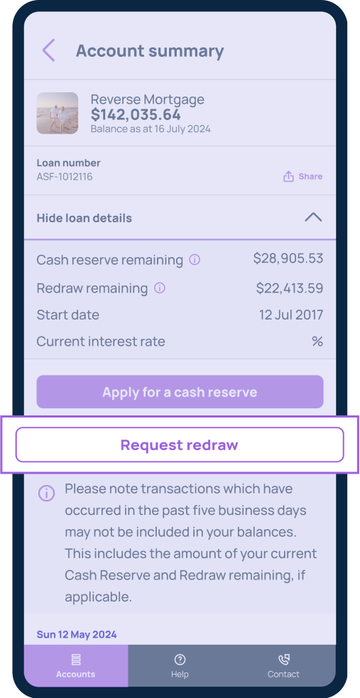 Apply for redraw
