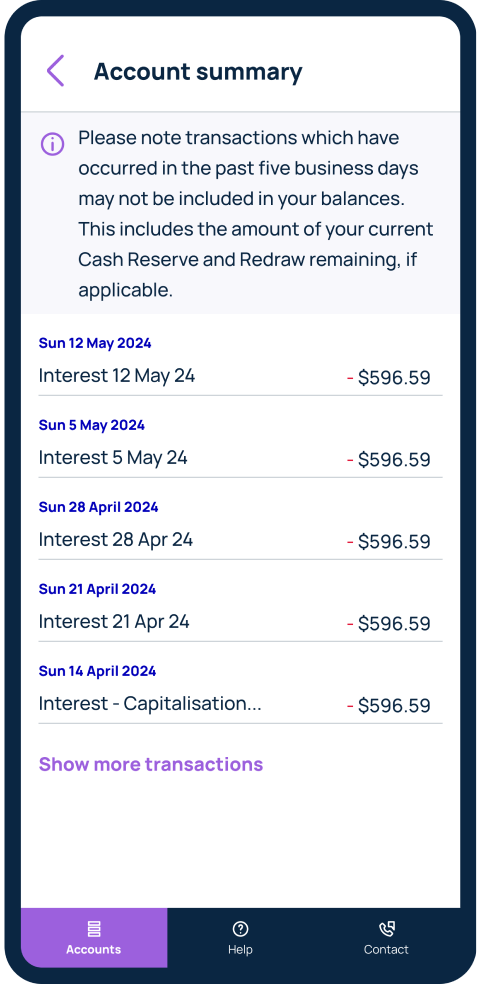 View your loan transactions