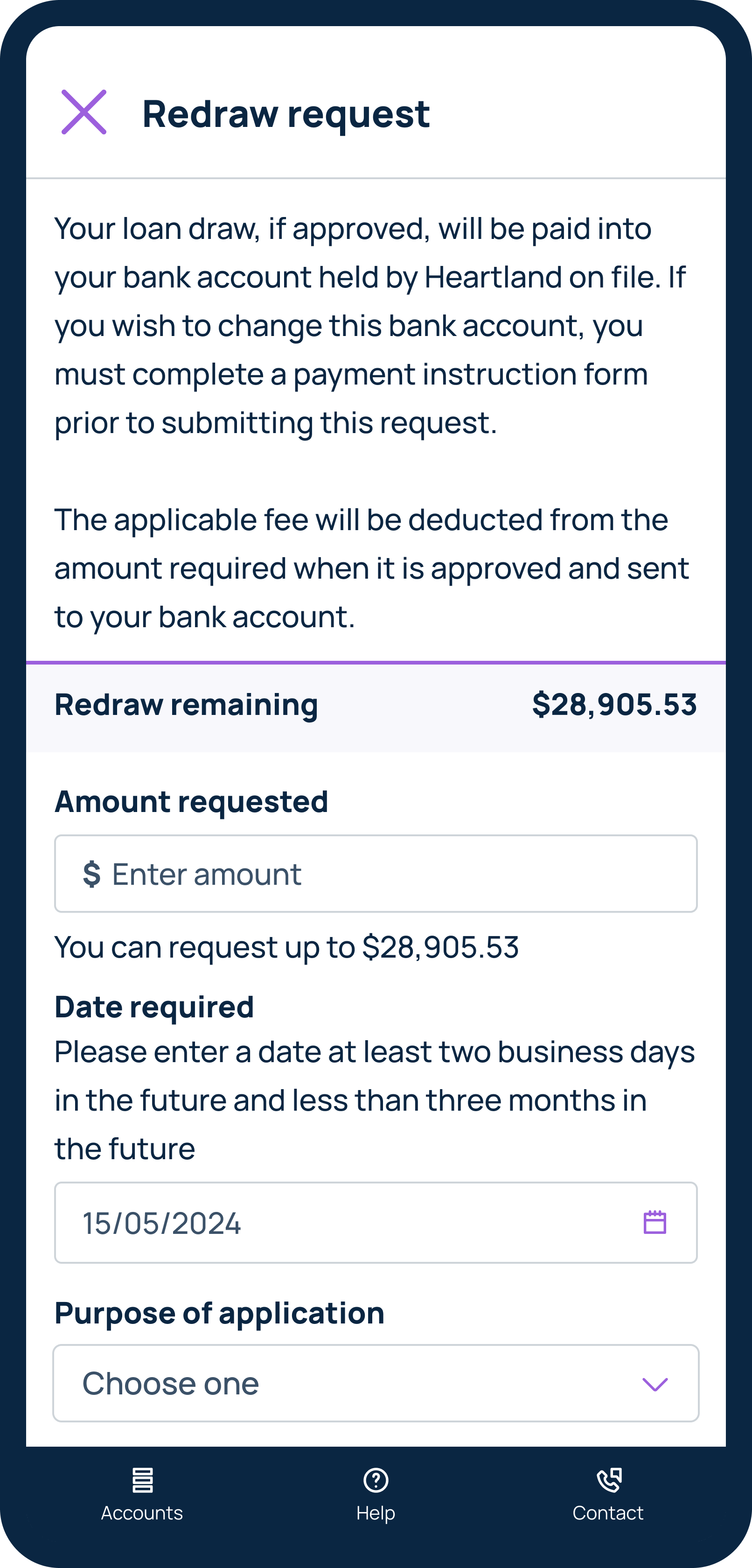 Apply for redraw